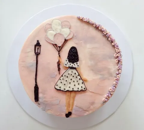 Girl with Balloons, a Fig & Owl cake