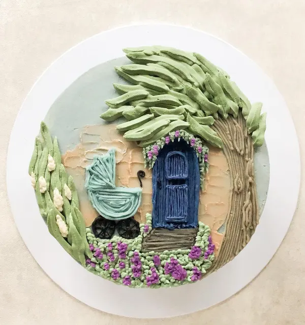 A Fig & Owl buttercream cake