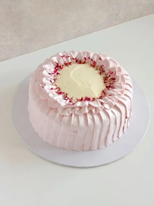 A rhubarb and berry dessert cake