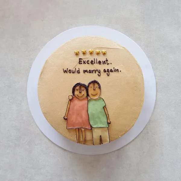 A painted couple, a memory kept in buttercream
