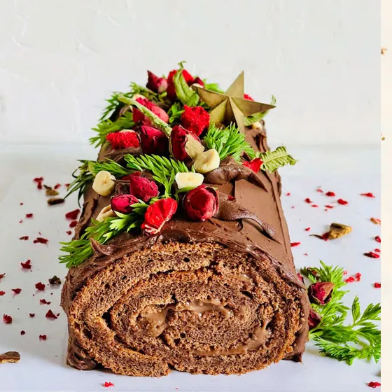 Triple Chocolate Berry Bûche de Noël by Fig & Owl