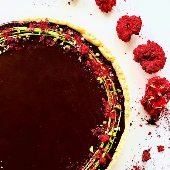 Pistachio Berry Truffle Tart by Fig & Owl